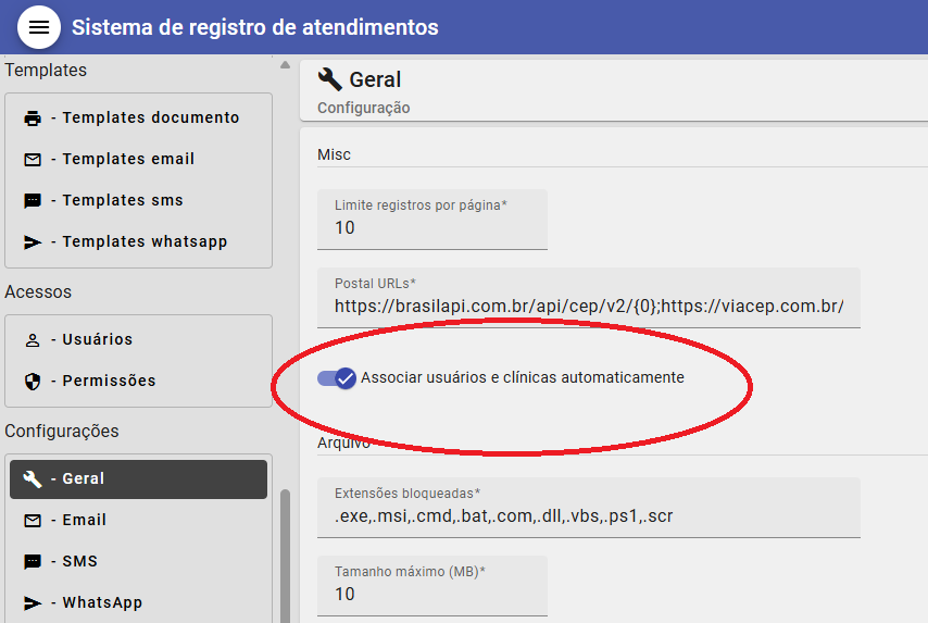 Configurações Gerais